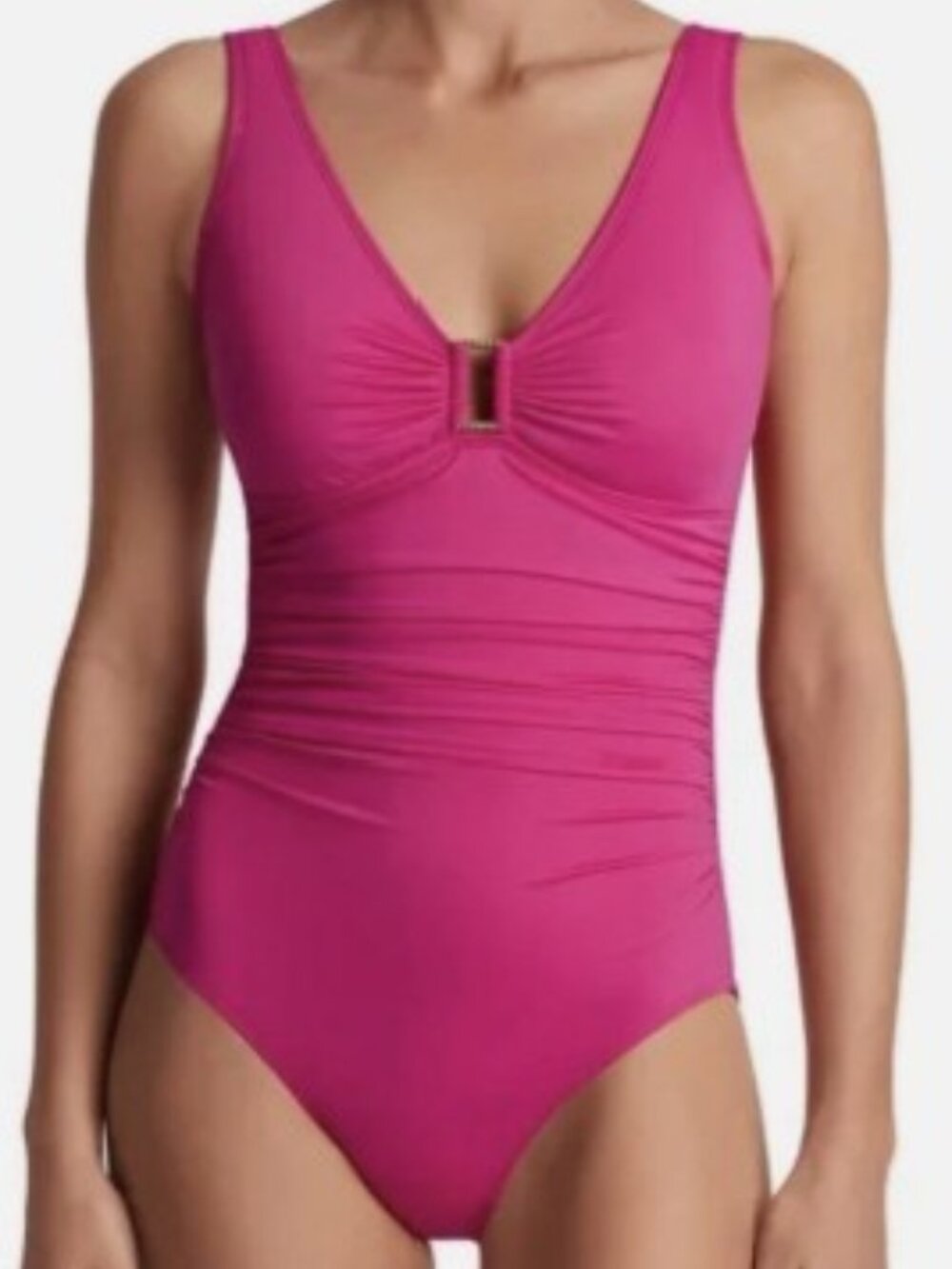 LAUREN RALPH LAUREN SHIRRED ONE-PIECE SWIMSUIT (SIZE 6)